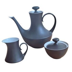 Espana Noche Block Bidasoa Demitasse/Tea Serving Pieces Spain VTG Black Matte